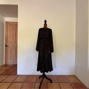 H&M Black Long Sleeve Sequin Dress